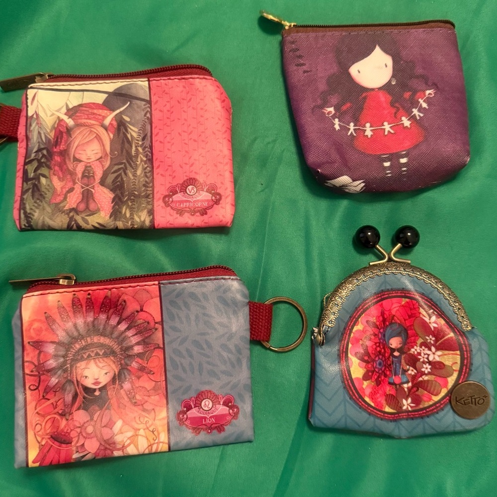 Ketto Colorful Illustrated Coin Purses Set